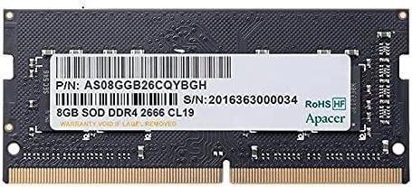 Actual product image Apacer DDR4 8GB 2666MHz CL19 SODIMM 1.2V (1 x 8GB, 2666 MHz, DDR4-RAM, SO-DIMM)