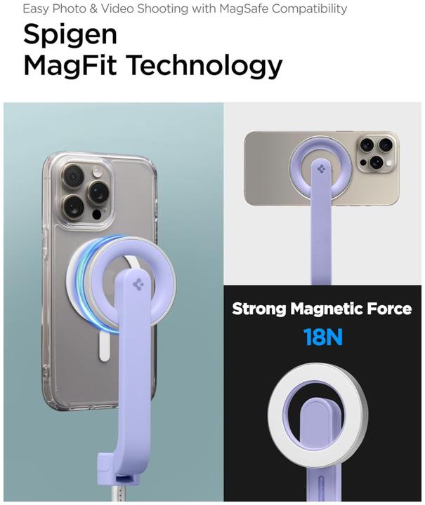 Image du produit Spigen S571W Canne à selfie Bluetooth MagSafe avec trépied - Violet
