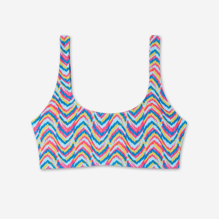 Olaian Bikini-Oberteil Bustier Surfen Damen Aurely Pandor blau/rosa/gelb