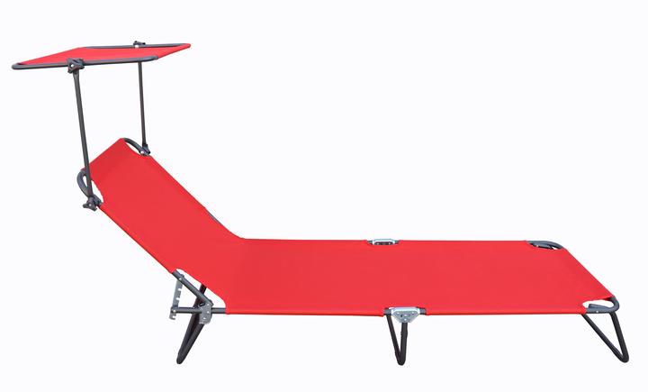Image du produit VCM Bain de soleil Chaise longue avec toit solaire (185 cm)