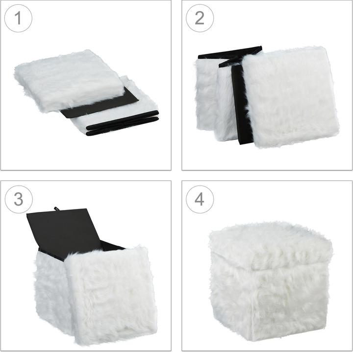 Actual product image Relaxdays Faux Fur Cube Seat, Folding