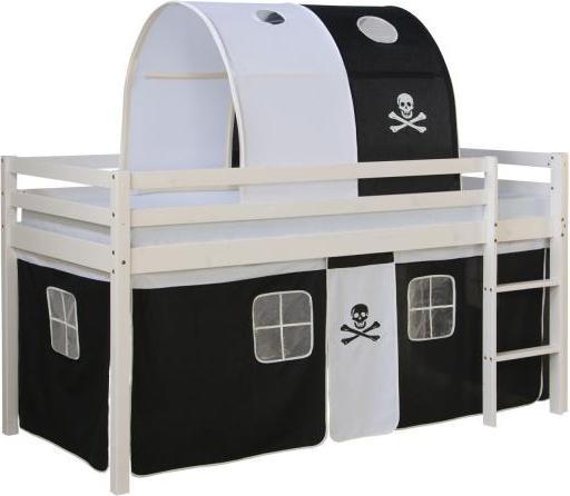 Produktbild Homestyle4u Hochbett Spielbett Kinderbett mit Tunnel Vorhang (90 x 200 cm)