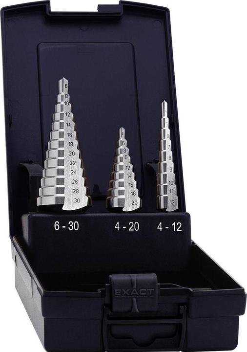 Actual product image Exact HSS step drill bit set 3 pieces 6 (4 - 20, 6 - 30, 4 - 12)