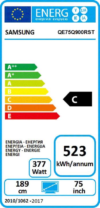 Energie-Label Samsung QE75Q900R (75", LCD, 8K, 2018)