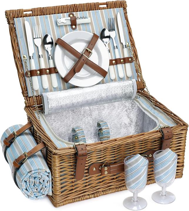 HappyPicnic Picknickkorb-Set mit Kühlfach für 2 Personen
