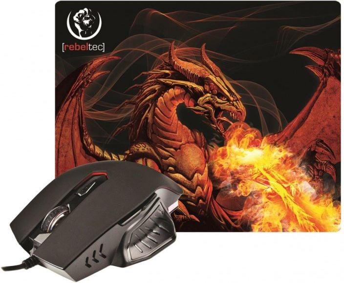 Actual product image Rebeltec mouse + mouse pad RED DRAGON
