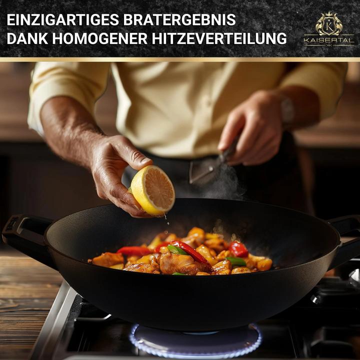 Produktbild Kaisertal Wok mit Deckel (32 cm, Wok Pfanne, Gusseisen)