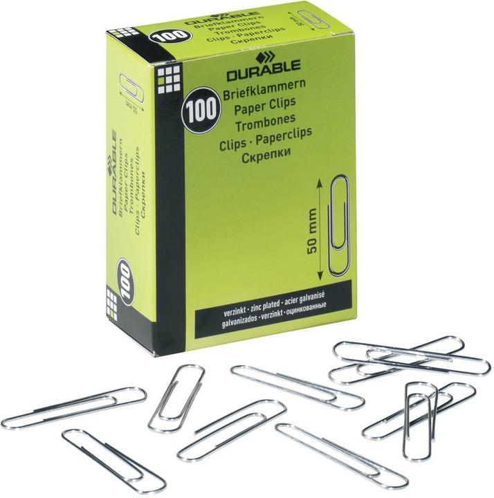 Image du produit Durable Trombone forme ronde 50mm métal zinc 100 pcs/paquet (1 x)