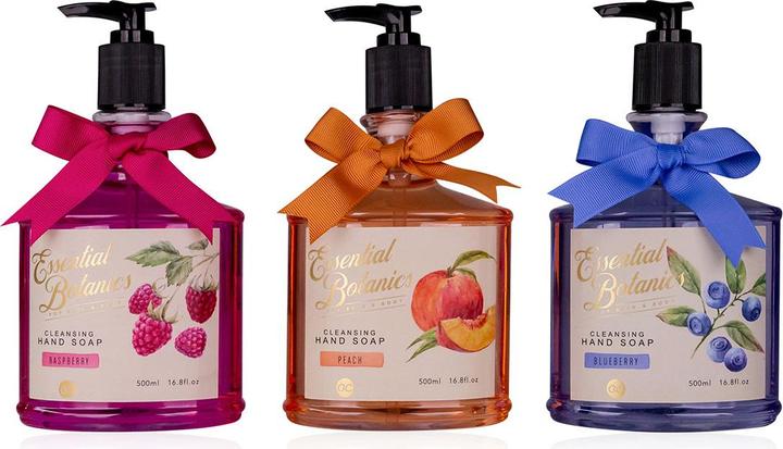 Accentra Handseife ESSENTIAL BOTANICS - FRUITS in Pumpspender, 500ml, 3 Motive/Düfte sortiert: Himbeere/Pfirs (Flüssigseife, 500 ml)
