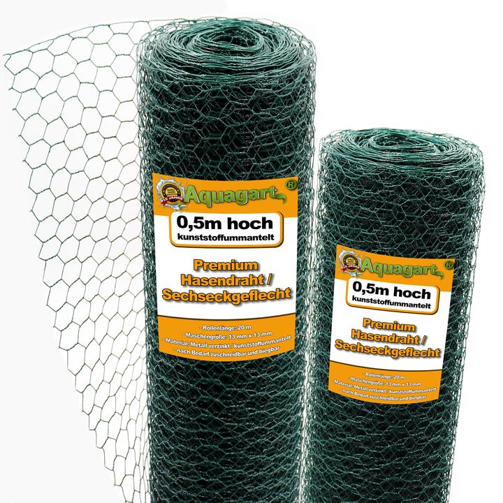 Actual product image Aquagart 120m Sechseckgeflecht Hühnerzaun Kaninchendraht Hasengitter grün Hasendraht 50cm