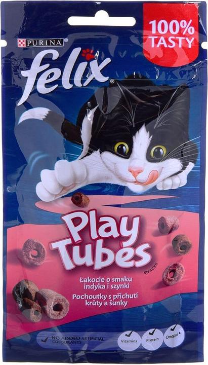 Produktbild Felix Play Tubes Turkey Ham - Trockenfutter für Katzen - 50 g (Senior, 1 Stk., 50 g)