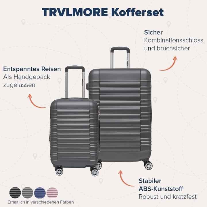 Produktbild Trvlmore 2-teiliges Kofferset (110 l, Handgepäck (bis 50l), L (90 - 115l))