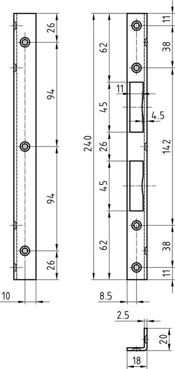 Produktbild Glutz Winkelschliessbleche B-1307 (Türgriff)