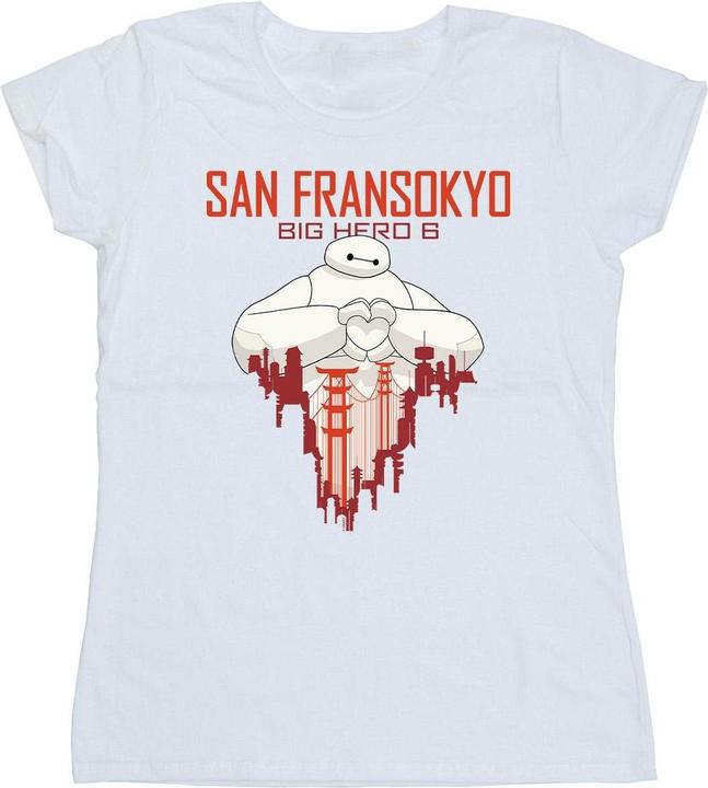 Actual product image Disney Womens/Ladies Big Hero 6 Baymax San Fransokyo Heart Cotton T-Shirt (XL)