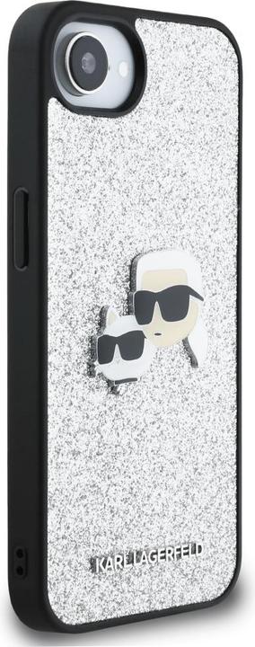 Produktbild Karl Lagerfeld - Hardcase Glitter Fixed (KLHCPSE4PFGKCPS) - iPhone 16e - Silver Karl&Choupette Head (Apple iPhone 16e)
