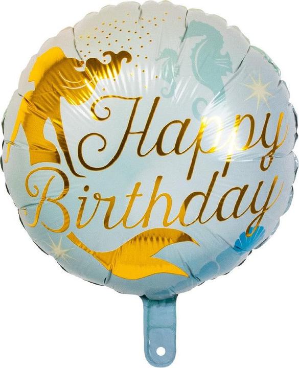 Actual product image Boland Mermaid happy birthday foil balloon two-sided Ø 45cm