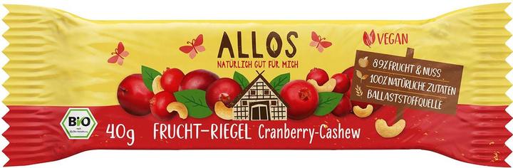 Immagine prodotto Allos Barretta Fette di Frutta Cranberry-Cashew 40 g (40 g)