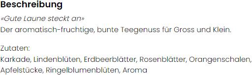 Nährwerte und Zutaten Herboristeria Uufsteller Tee (170 g)