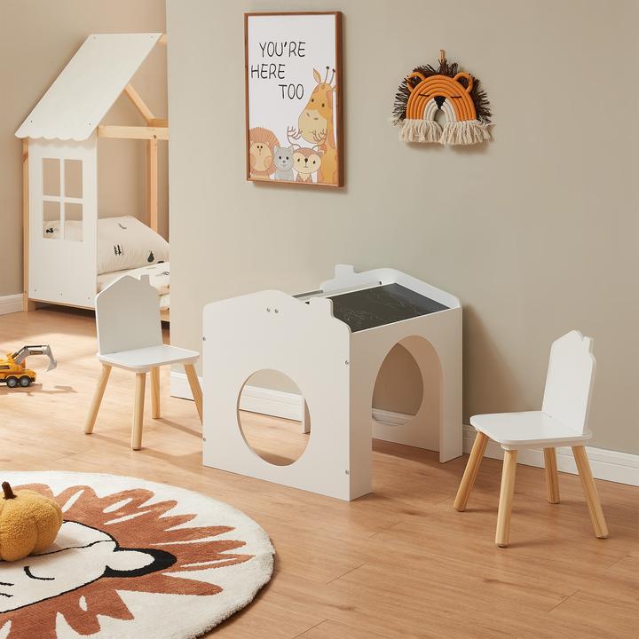 Actual product image En.Casa Zeichentisch für Kinder Romso Kindertischset mit 2 Stühlen Weiss (Child seating group)