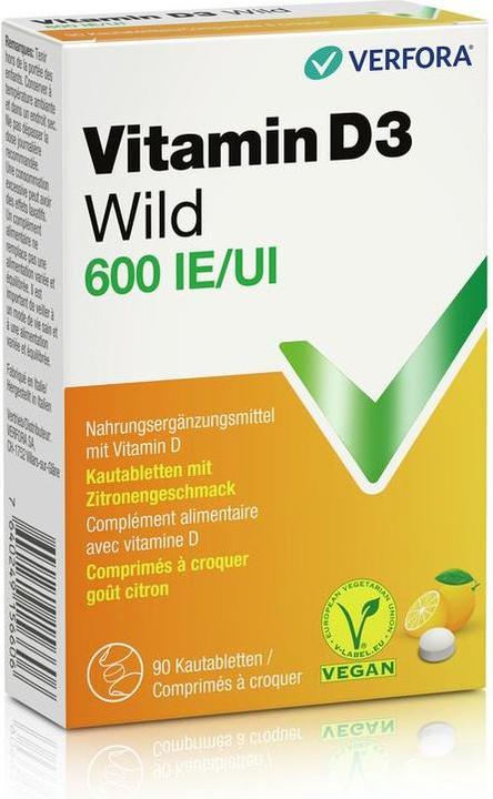 Image du produit Wild Pharma Vitamine D3 sauvage 600 IE vegan 60 pcs. (90 pièce(s), Cachets, 25 g)