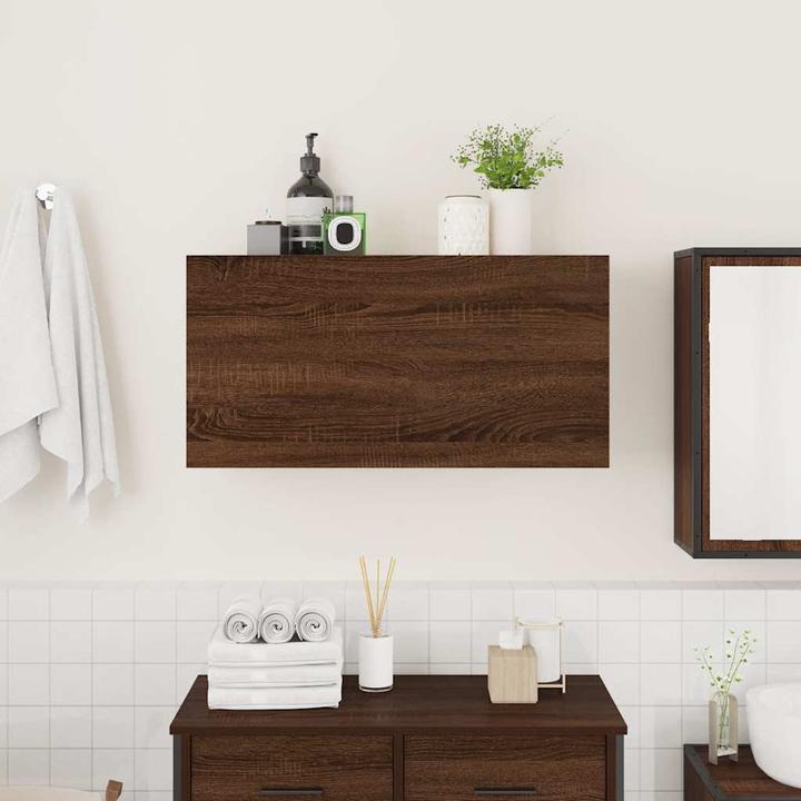 Actual product image VidaXL Brown oak-look bathroom wall cabinet 80x25x40 cm wood-based material (80 x 25 x 40 cm)