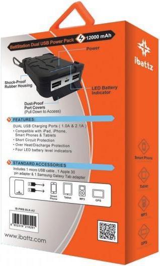 Actual product image iBattz Powerbank BattSTation Tough Pro 12000 mAh Juodas (IB-PWB-BLK-A2) (12000 mAh)