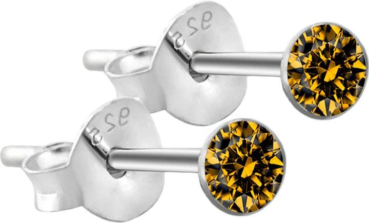 Star Piercing Ohrstecker rund aus 925 Sterlingsliber mit Kristall topaz (925 Sterlingsilber, ohne Messing)