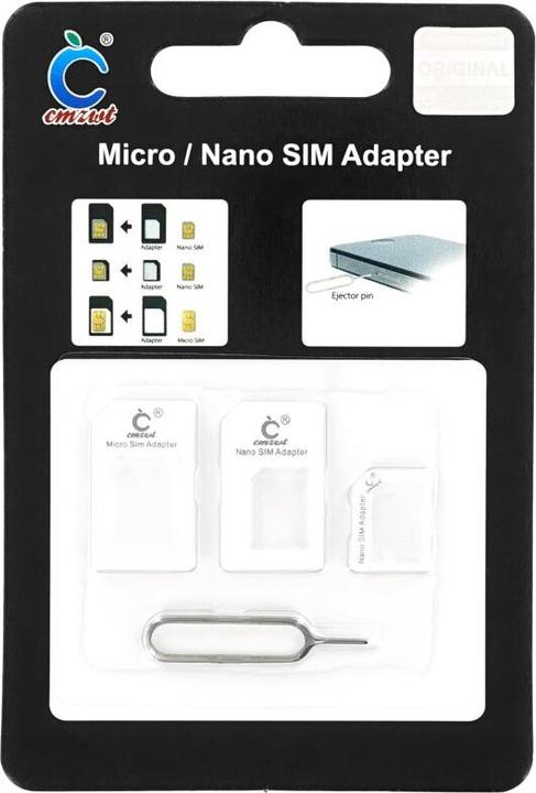Image du produit Cmzwt Kit adaptateur Nano SIM & Micro SIM blanc (Support de carte SIM)