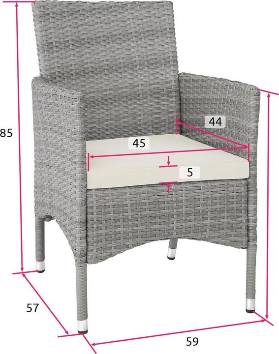 Immagine prodotto tectake 2 Sedie da giardino in rattan + 4 rivestimenti di ricambio