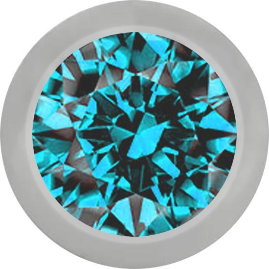 Produktbild Star Piercing Micro Kugel silber mit Kristall aqua (ohne Messing, Titan G23)