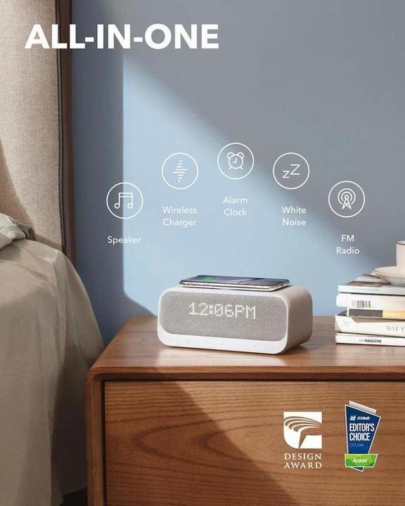 Actual product image soundcore Speaker clock with alarm clock Anker Wakey, Qi wireless charger, FM radio, 10 sleep sounds