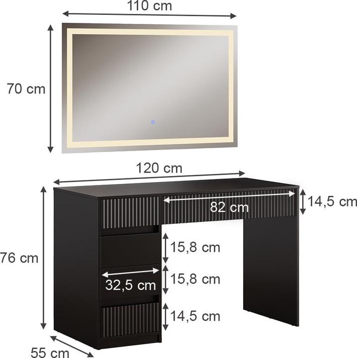 Actual product image Vicco Omira with lighting (120 x 76 x 55 cm)