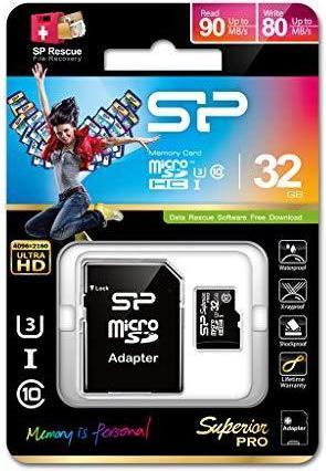 Produktbild Silicon Power Karta MicroSD Micro SDHC 32GB UHS-3 + adapter (SP032GBSTH004V10-SP) (32 GB, microSD, U3, UHS-I)