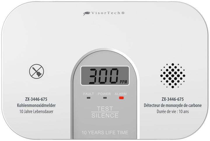 Produktbild VisorTech WLAN-Kohlenmonoxid-Melder mit LCD-Display, 10-Jahres-Sensor, 85dB, App