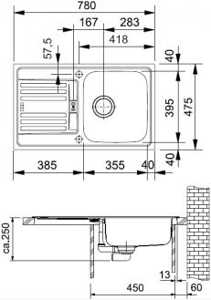 Produktbild Franke Euroform (Aufsatzspülbecken, 78 cm, 47.50 cm)