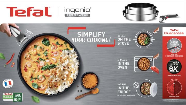 Image du produit Tefal Ingenio Preference On (28 cm, Ensemble de casseroles et de poêles de cuisson, Acier inoxydable)