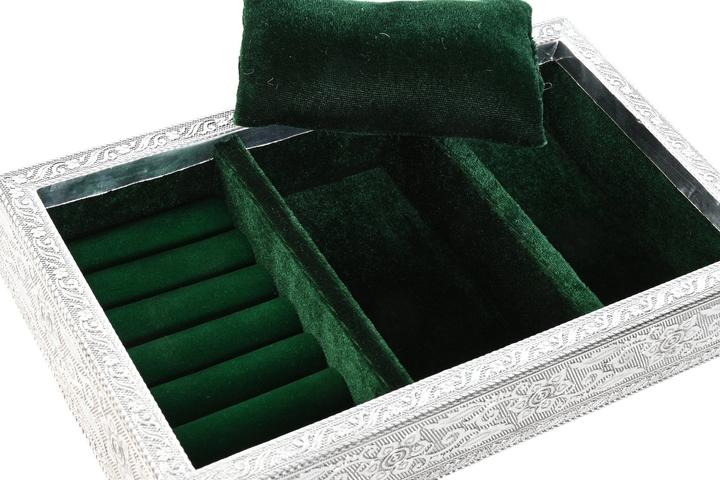 Image du produit Esprit Box-Schmuckkästchen Home grün Silberfarben Holz Aluminium 25 x 15 x 5 cm