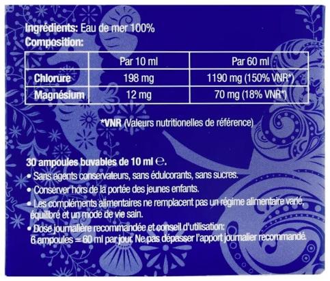 Nährwerte und Zutaten Quinton Hypertonic (30 Stück, Ampulle, 530 g)