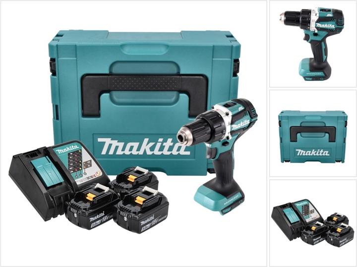Immagine prodotto Makita Trapano avvitatore a batteria DDF 484 RT3J 18 V 54 Nm brushless + 3x batteria 5,0 Ah + caricatore + (Batteria ricaricabile)