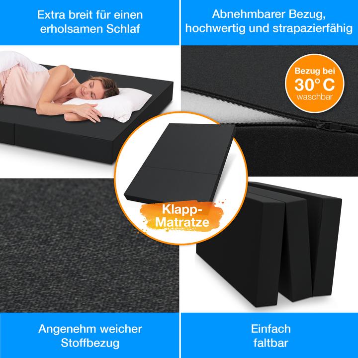 Immagine prodotto Bestschlaf Materasso pieghevole con copertura e borsa per il trasporto (140 x 195 cm, Nucleo di schiuma)