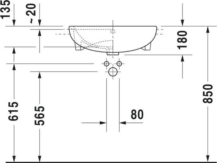 Image du produit Duravit HEBWT ME by Starck m ÜL m HLB 55x45,5cm 1 HL blanc satiné (455 mm, 550 mm)