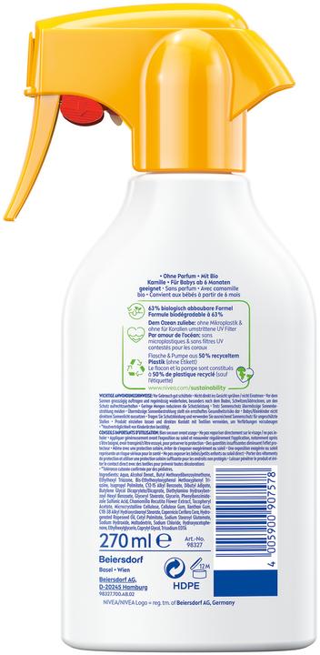 Produktbild NIVEA Sun Babies & Kids Sensitve Protect Trigger (Sonnenspray, SPF 50, 270 ml, 326 g)