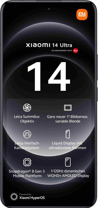 Produktbild Xiaomi 14 Ultra (512 GB, Black, 6.73", Dual SIM, 50 Mpx, 5G)