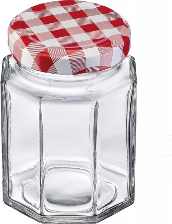 Actual product image Westmark Set of 6 191ml 6 corner jars, with heart decor lid, 58 mm (6 pcs., 0.19 l)