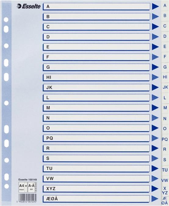 Produktbild Esselte Register PP A4 A-Å Maxi hvid