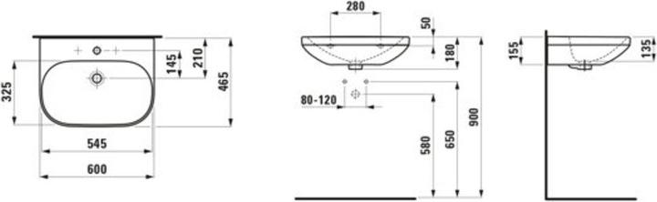 Produktbild Laufen Waschtisch LUA 60x46cm m ÜL 1 HL-A pergamon (460 mm, 600 mm)