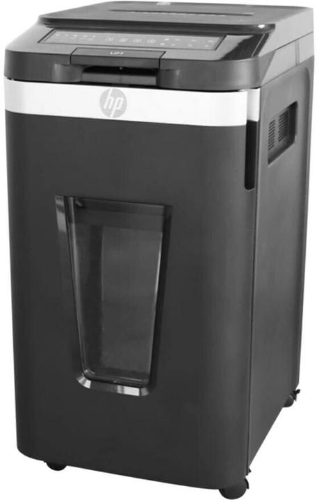 HP Pro Shredder Auto 400CC Aktenvernichter mit Partikelschnitt P-4, 4 x 12 mm, bis 400 Blatt, schwar (Partikelschnitt)