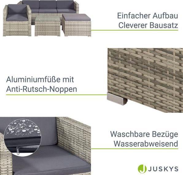 Immagine prodotto Juskys Salotto Polyrattan Punta Cana L