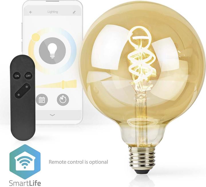 Actual product image Nedis WIFILRT10G125 Smartlife LED Filament Lamp WLAN E27 360 lm 4.9 W Warm to Cool White 1800 - 650 (E27, 4.90 W, 360 lm, 1 x, G)