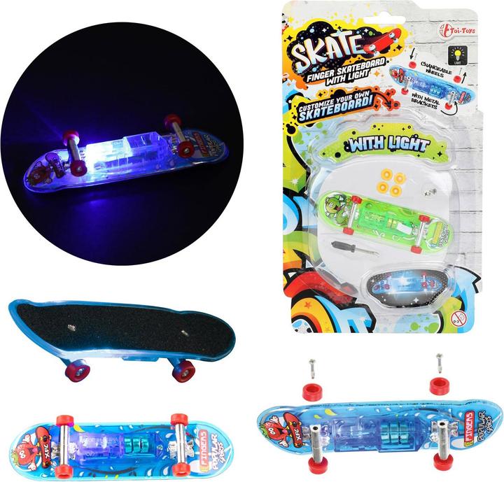 Image du produit Toi-Toys Finger-Skateboard avec lumière et roues supplémentaires